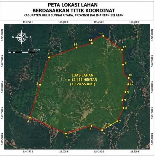Tanah Luas ±12.500 Ha Dijual di Hulu Sungai Utara